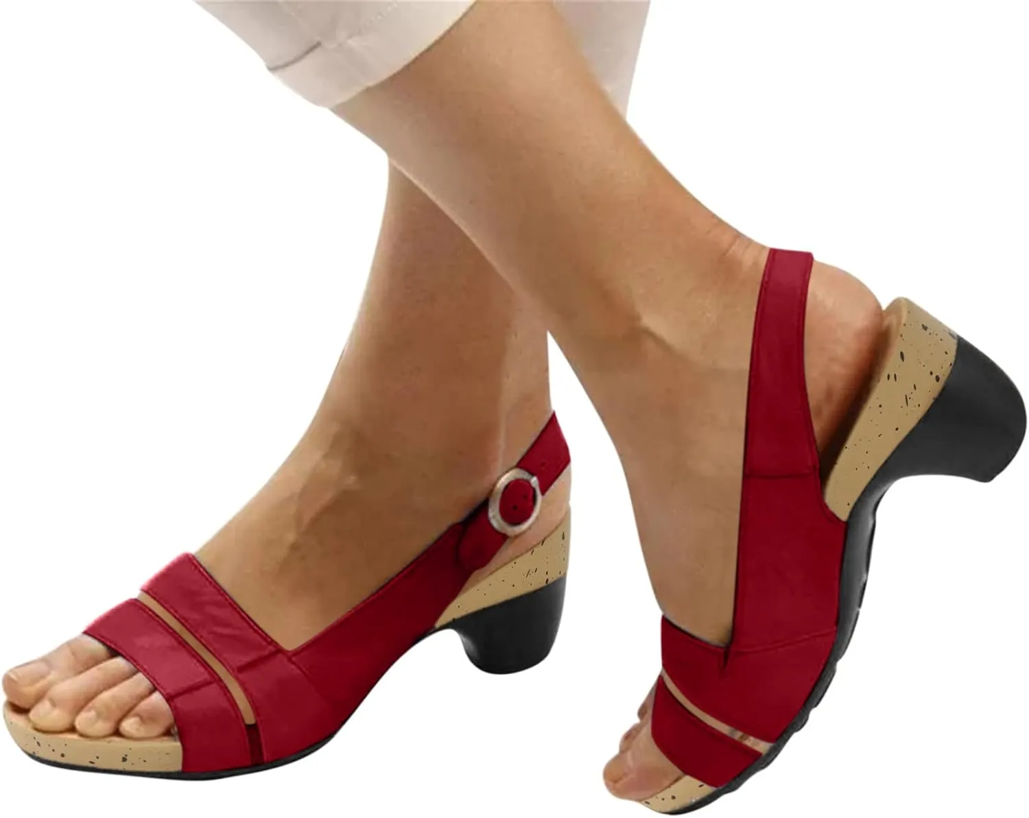 Eduavar Sandals Women Dressy Summer, Womens Sandals Wedge Sandals Ultra-Comfy Breathable Sandals Orthotic Sandals Women