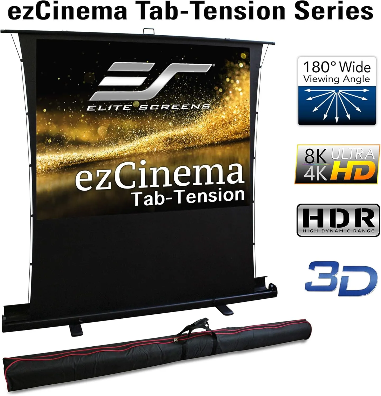 Elite Screens ezCinema Tab Tension, 100-Inch 4:3 Portable Manual Floor Pull Up Scissor Backed Projector Screen, Office School Front Projection  Carry Bag, US Based Company 2-Year Warranty - FT100XWV