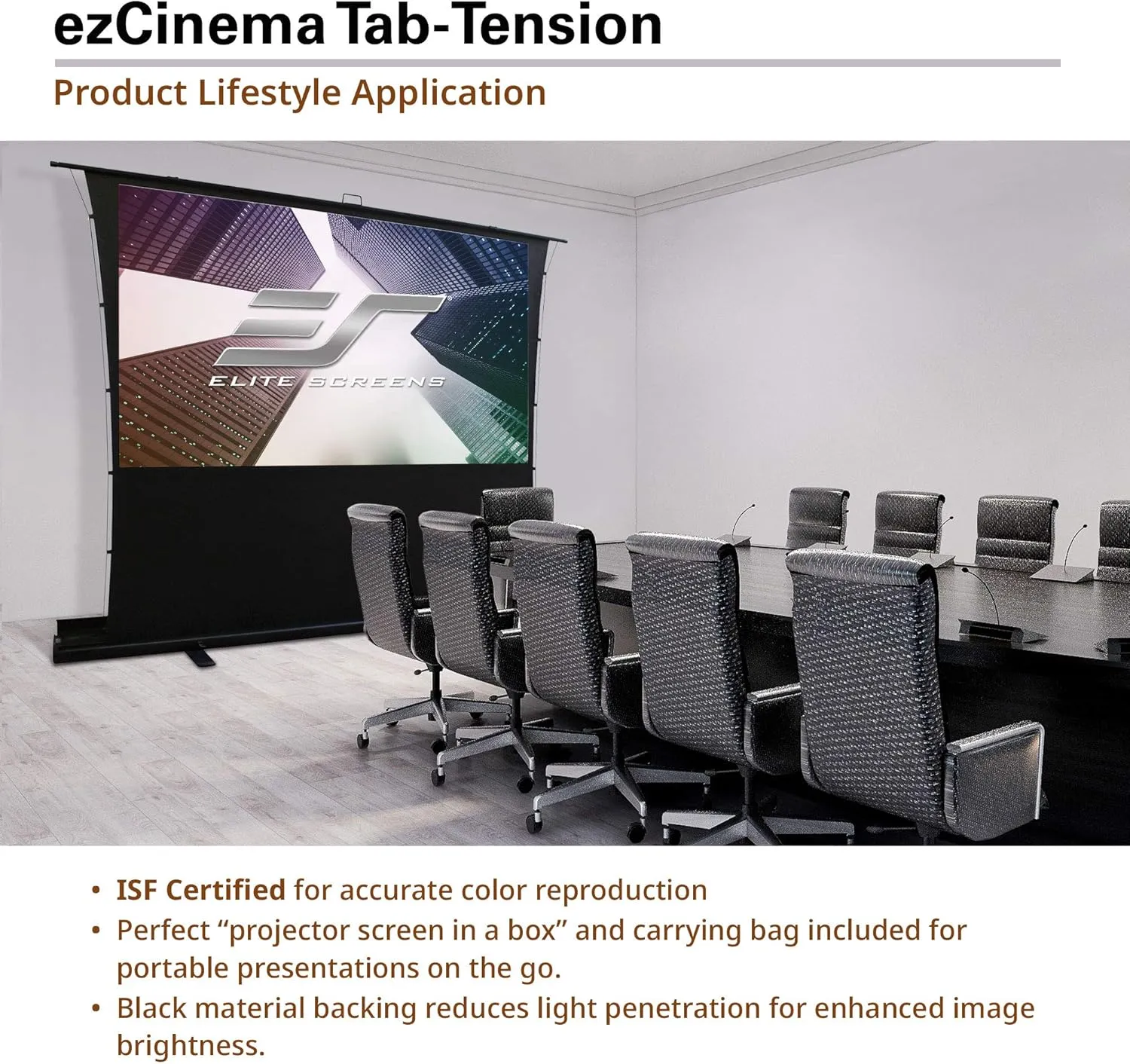 Elite Screens ezCinema Tab Tension, 100-Inch 4:3 Portable Manual Floor Pull Up Scissor Backed Projector Screen, Office School Front Projection  Carry Bag, US Based Company 2-Year Warranty - FT100XWV