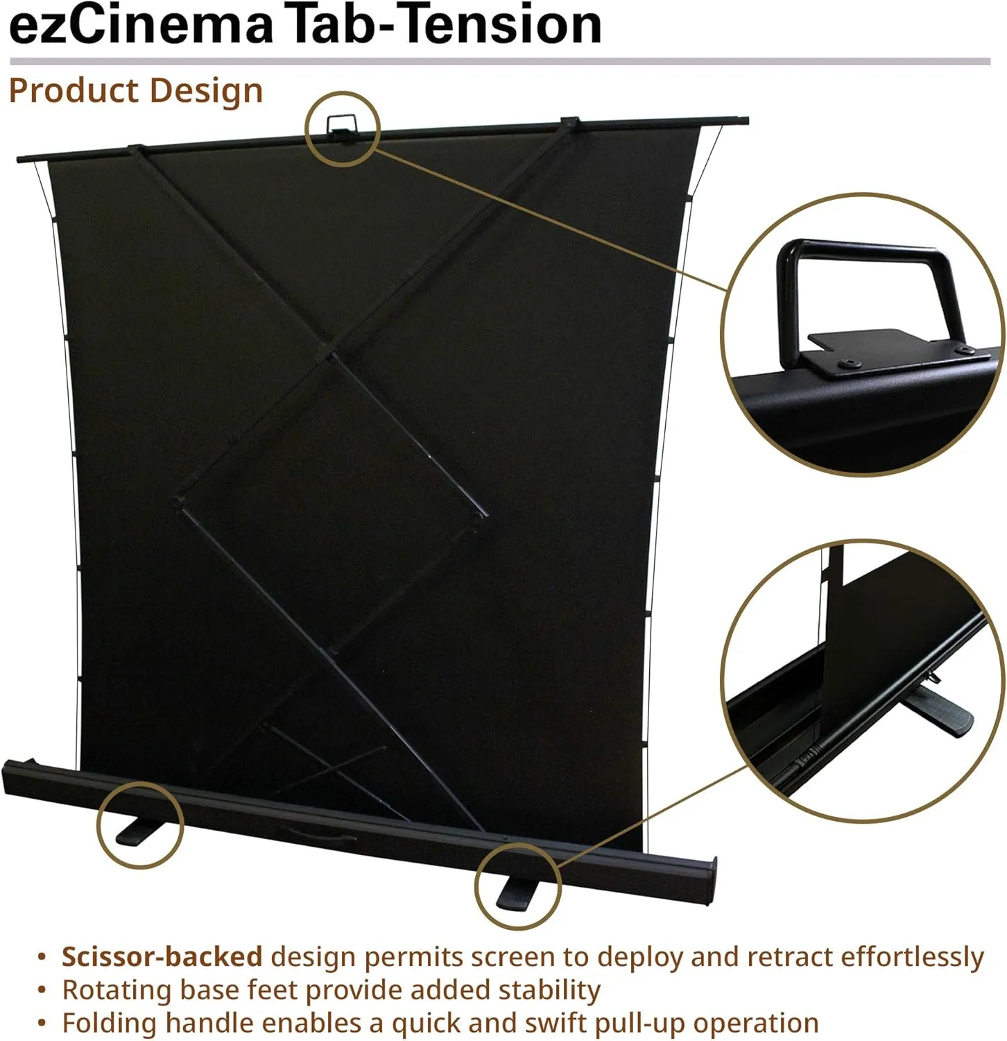 Elite Screens ezCinema Tab Tension, 100-Inch 4:3 Portable Manual Floor Pull Up Scissor Backed Projector Screen, Office School Front Projection  Carry Bag, US Based Company 2-Year Warranty - FT100XWV