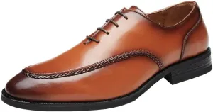 Fashion Brown Men Loafer Shoes, Elegant Dress Formal Suit Breathable Leather Shoes, Non Slip Handmade Monk Footwear, New Pointed Lace-up Casual Shoes