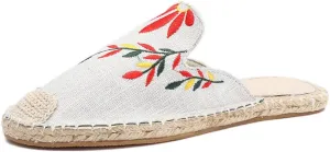 Fashion Embroidered Espadrille Flat Slippers, Women's Comfort Slides Sandals Shoes Espadrilles