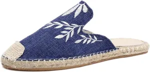 Fashion Embroidered Espadrille Flat Slippers, Women's Comfort Slides Sandals Shoes Espadrilles