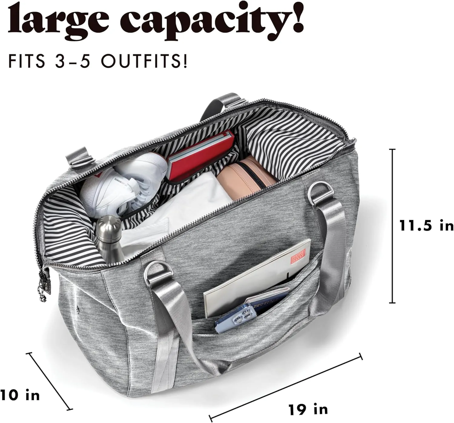 Fit & Fresh Premium Neoprene Weekender Bag With Trolley Sleeve - Large Overnight, Carry-on, Duffel, Gym, and Hospital Bag for Labor & Delivery