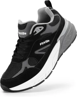 FitVille Wide Walking Shoes for Men Extra Wide Width Sneakers with Arch Support for Flat Feet Heel Pain Relief Plantar Fasciitis - Rebound NEO V1