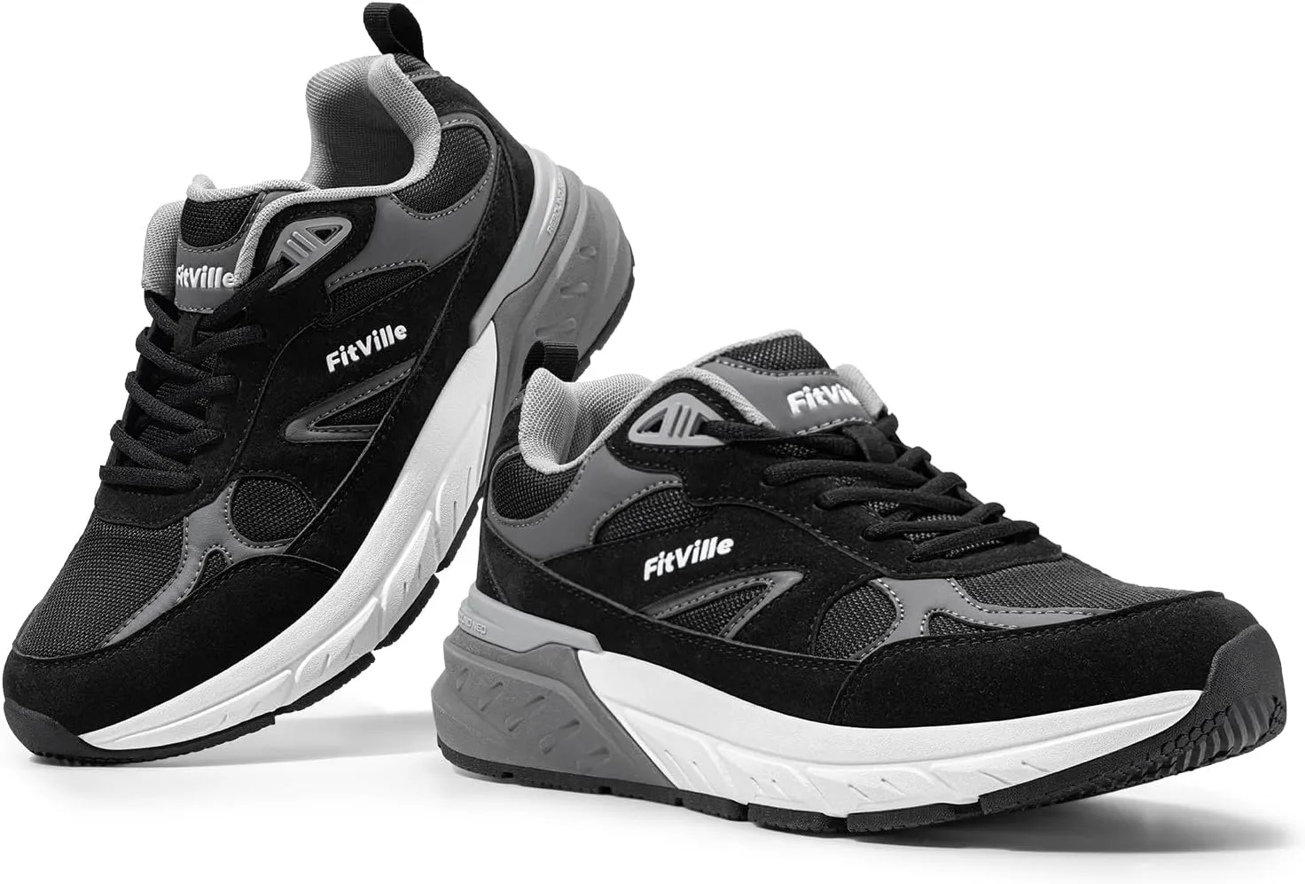 FitVille Wide Walking Shoes for Men Extra Wide Width Sneakers with Arch Support for Flat Feet Heel Pain Relief Plantar Fasciitis - Rebound NEO V1