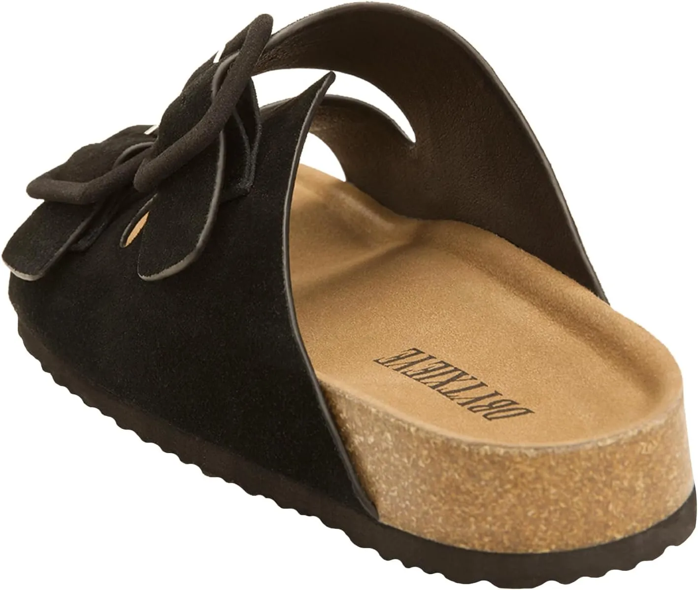 Flat sandals for women, Summer Cork Footbed Slide Sandals with Arch support,100% Genuine Leather