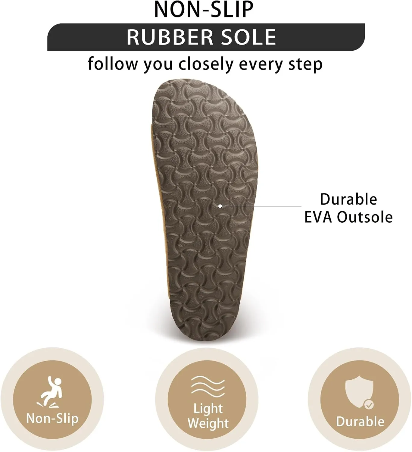 Flat sandals for women, Summer Cork Footbed Slide Sandals with Arch support,100% Genuine Leather