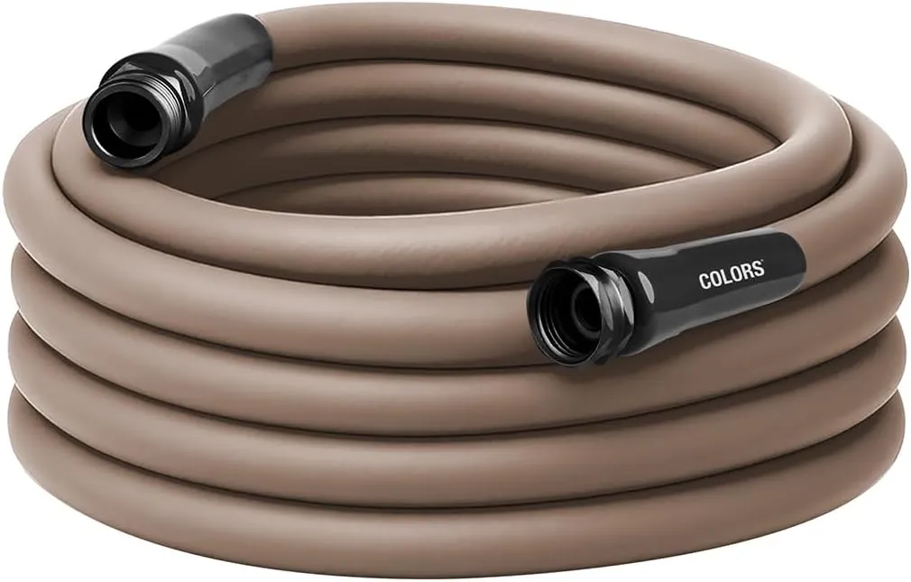 Flexzilla Colors Garden Hose 5/8 in. x 50 ft., Lightweight All-Weather Water Hose, Durable and Flexible, Leak-Free Connections, Brown Mulch