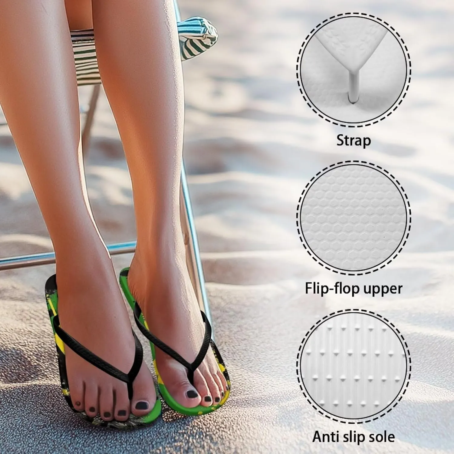 Flip Flops for Women Slip on Walking Thong Sandals Arch Support Beach Pool Slide Slippers