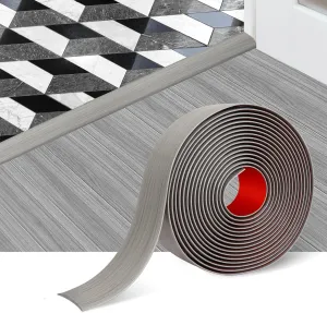 Floor Transition Strip Self Adhesive Floor Cover Strips Laminate 3" Wide Vinyl Flat Divider Transitions Elegant Wood Grain Design (7.6cm, 10Ft, Gray)