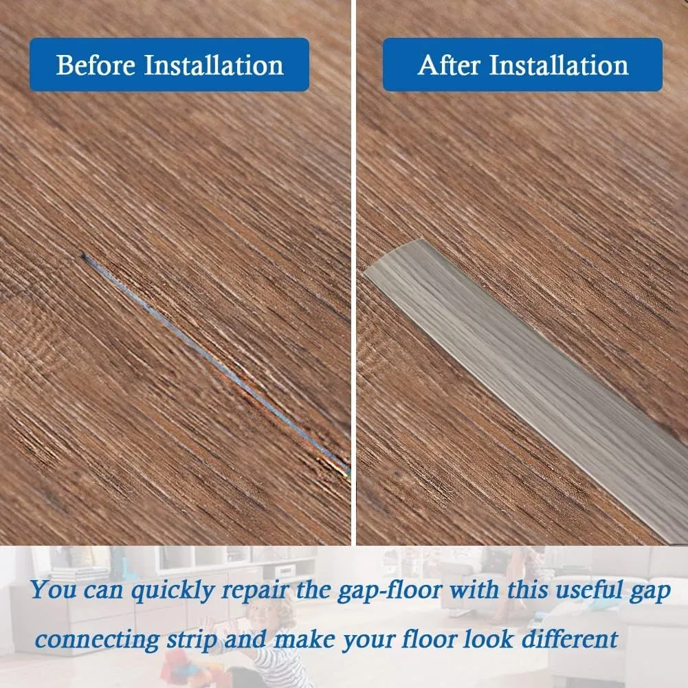 Floor Transition Strip Self Adhesive Floor Cover Strips Laminate 3" Wide Vinyl Flat Divider Transitions Elegant Wood Grain Design (7.6cm, 10Ft, Gray)