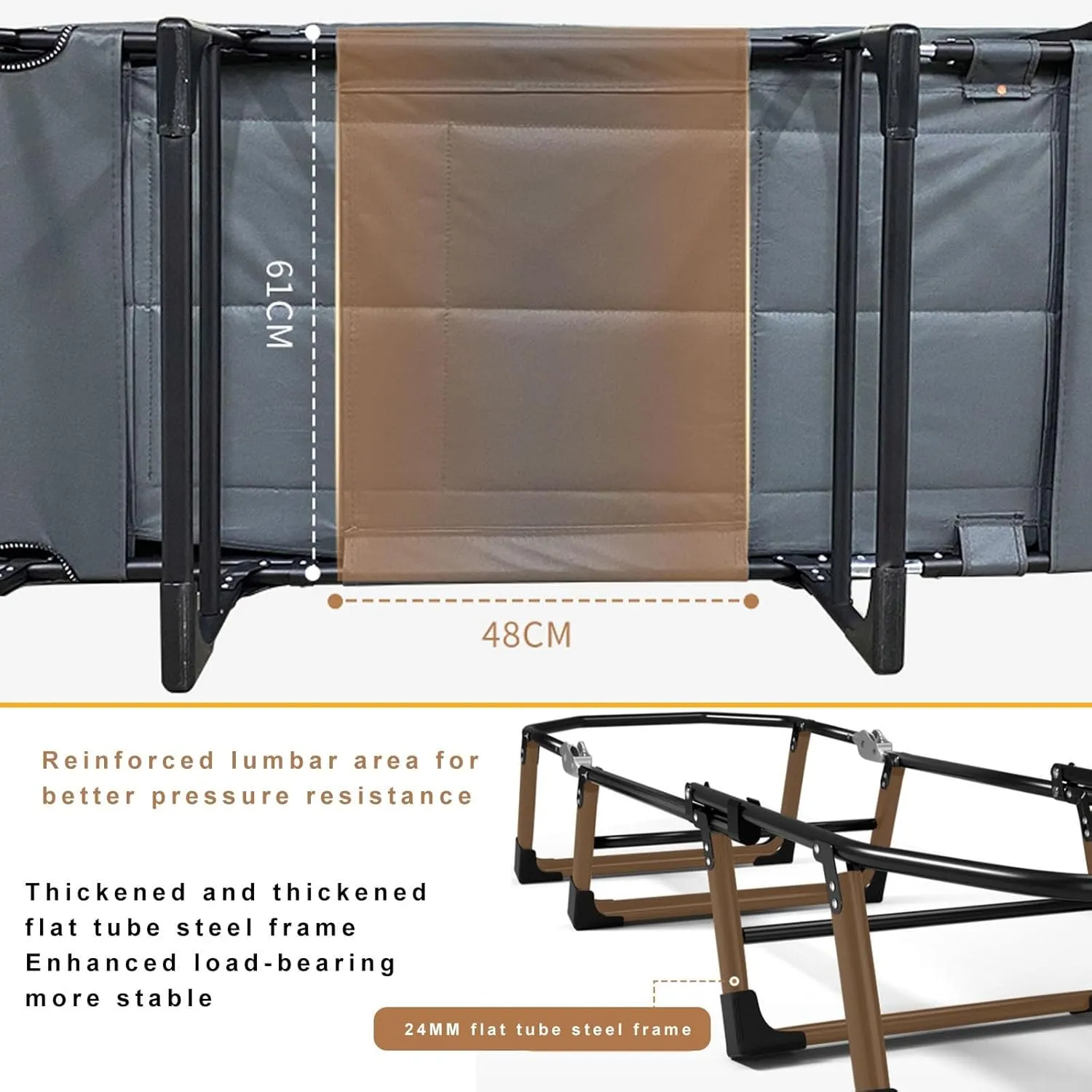 Folding Bed with Pillow, Folding Camping Cot, Sleeping Cots with Reinforced Lumbar, Heavy Duty Guest Bed for Home, Office Nap and Outdoor