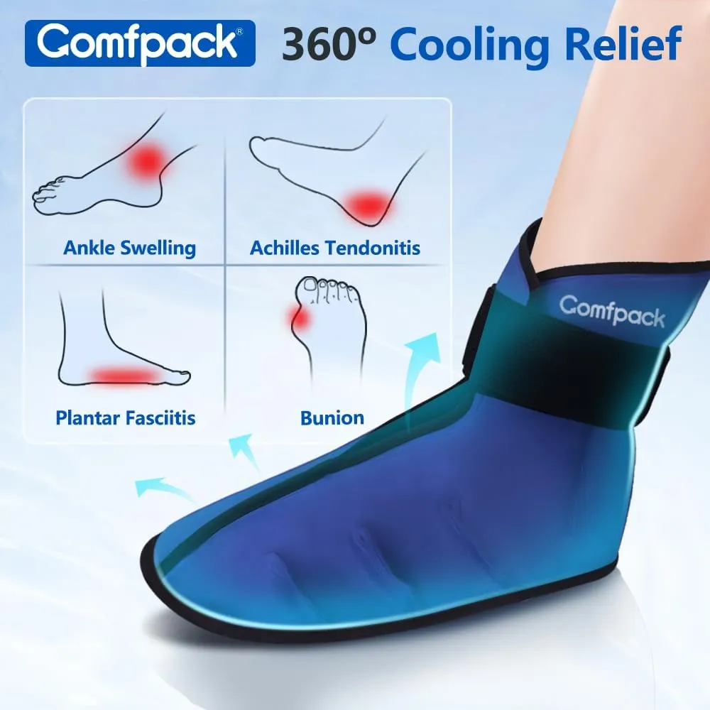 Foot Ice Pack Wrap for Plantar Fasciitis, Hot Cold Therapy Gel Ankle Ice Pack Wrap Ice Boot for Foot After Surgery, Plantar Fasciitis, Achilles Tendonitis, Foot Pain, Swelling, Heel Pain