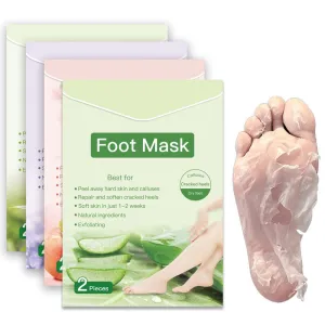 Foot Peeling Mask for Dry Cracked Feet 4paris/8pcs Foot Moisturizing Socks Exfoliator Peel Off Calluses Dead Skin Remover Foot Masks Smooth Touch (8pcs, mixed)