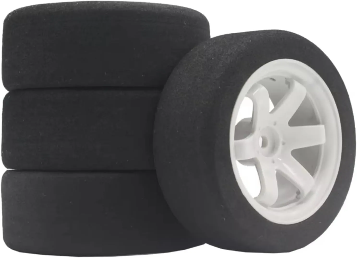 for HSP 94123 for Sakura D4 Tiangong for TT02 1/10 RC Tire Professional for Racing Flat Car 6 Degrees Hub Flat Car Sponge Tire RC Upgrade Accessories(White)