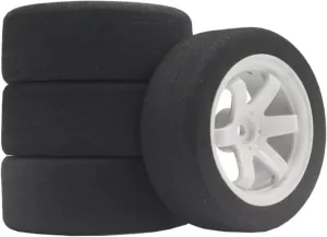 for HSP 94123 for Sakura D4 Tiangong for TT02 1/10 RC Tire Professional for Racing Flat Car 6 Degrees Hub Flat Car Sponge Tire RC Upgrade Accessories(White)
