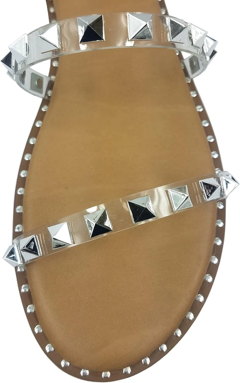 Forever Link Womens Flat Studded Over the Toe Strap Sandals