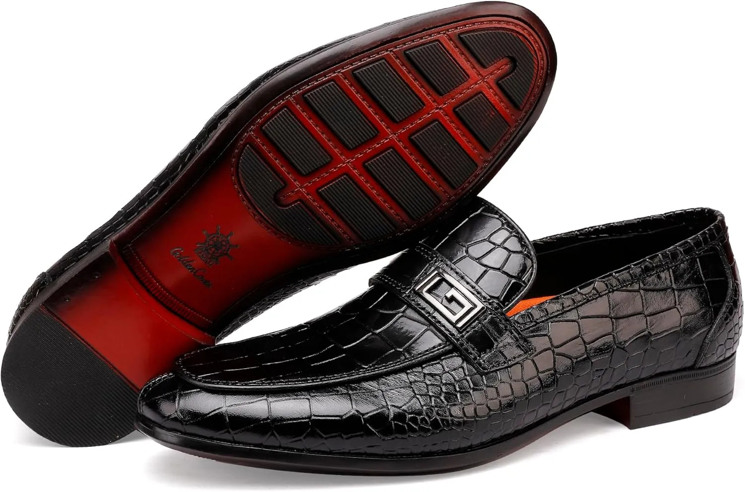 Formal Leather Men's Dress Loafer Classic Crocodile Printed Slip-on Penny Loafers Business Premium Shoes for Men