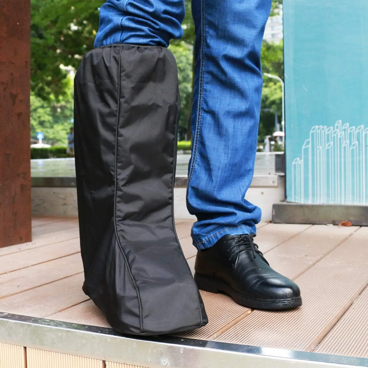 Fracture Walking Boot Shoe Cover Contractors Non Slip Men Women High Top Black1 L