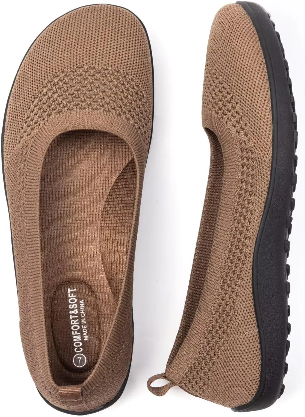 Frank Mully Womens Flat Shoes Wide Toe Box Knitted Flats Comfort Wide Width Walking Flats