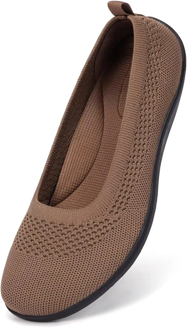 Frank Mully Womens Flat Shoes Wide Toe Box Knitted Flats Comfort Wide Width Walking Flats