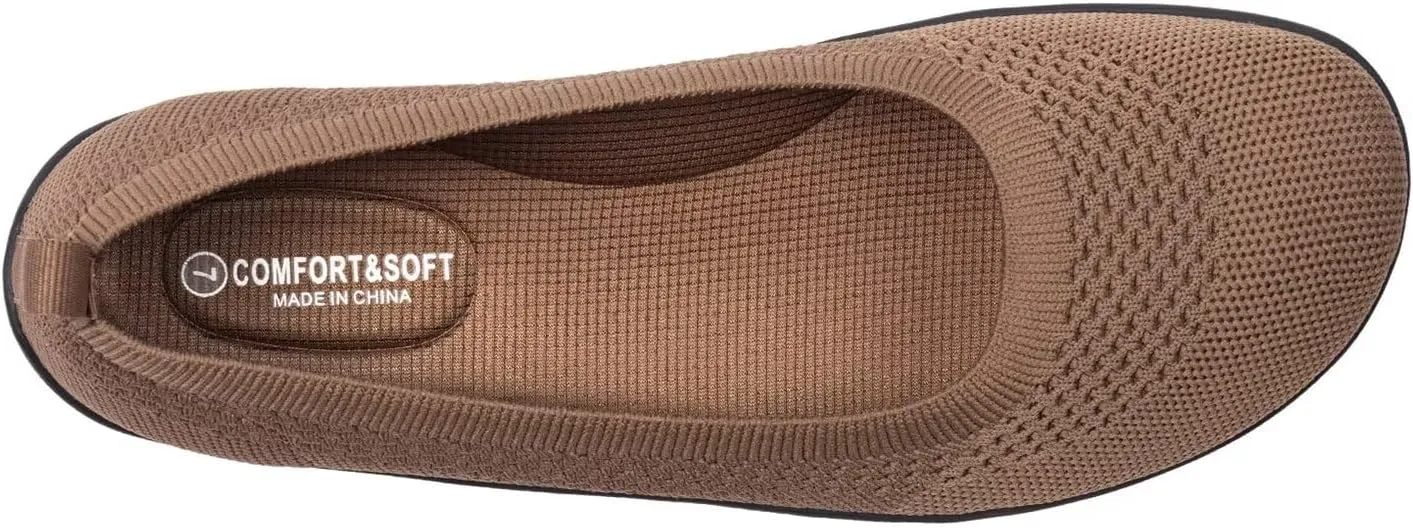 Frank Mully Womens Flat Shoes Wide Toe Box Knitted Flats Comfort Wide Width Walking Flats