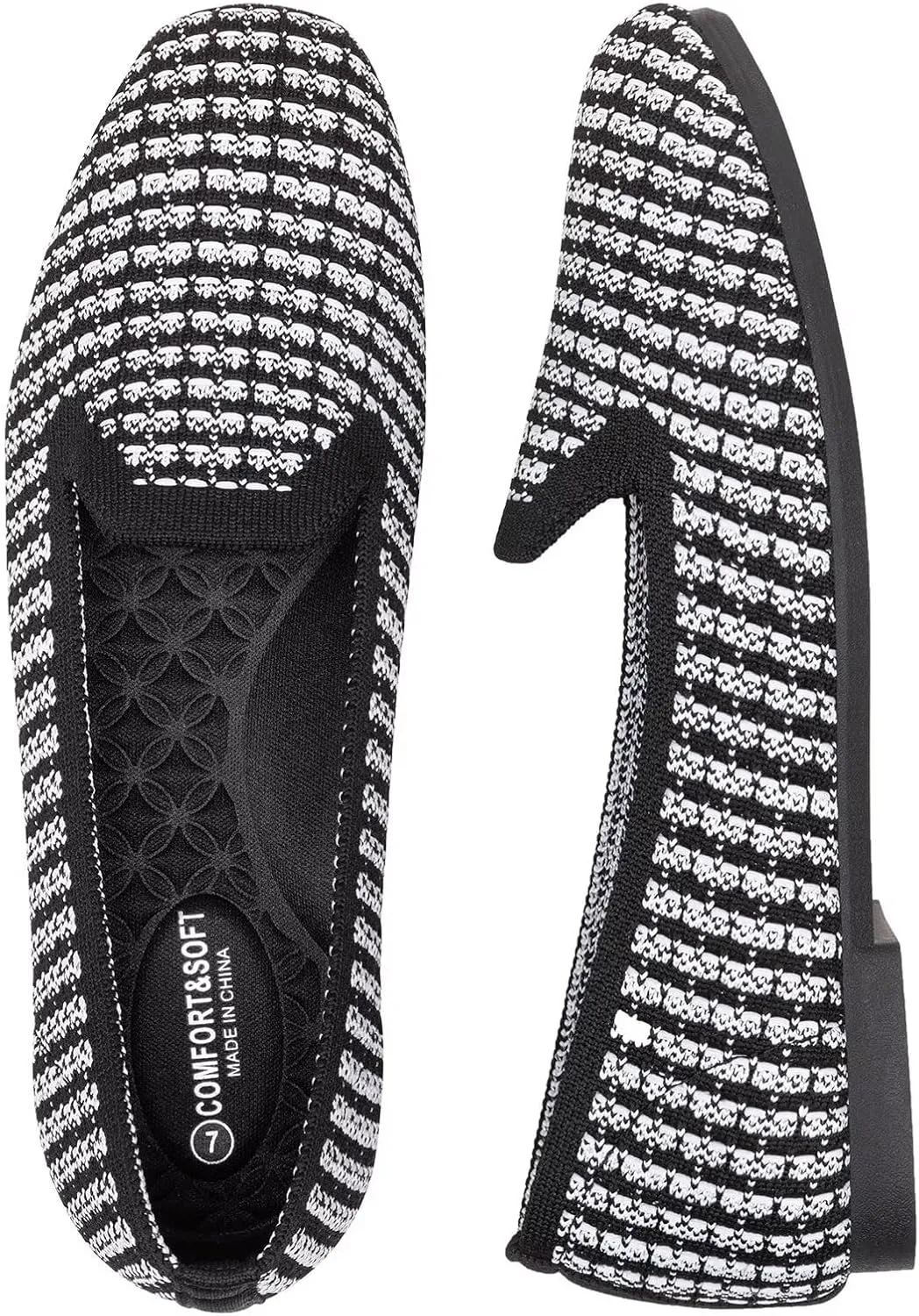 Frank Mully Women's Loafer Flats Square Toe Comfortable Office Work Shoes, Cute Penny Loafer Slip On Walking Driving Shoes