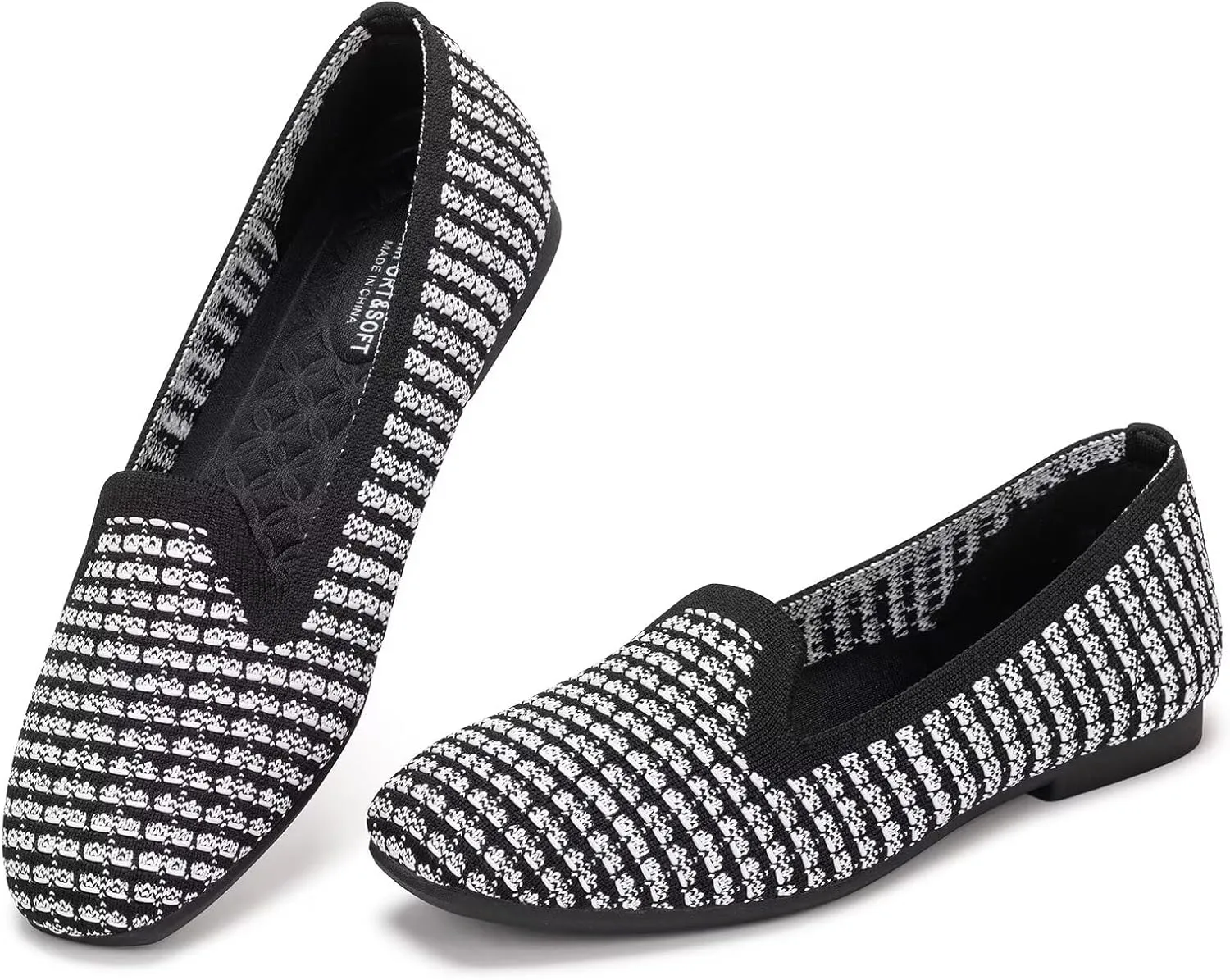 Frank Mully Women's Loafer Flats Square Toe Comfortable Office Work Shoes, Cute Penny Loafer Slip On Walking Driving Shoes