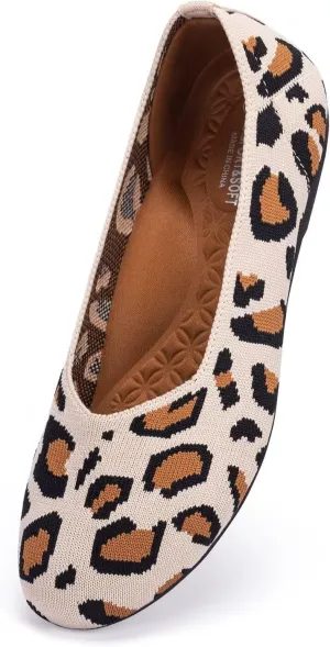 Frank Mully Women's Wide Width Flats Ballet Flats Round Toe Knit Flat Shoes with Arch Support Wide Toe Box