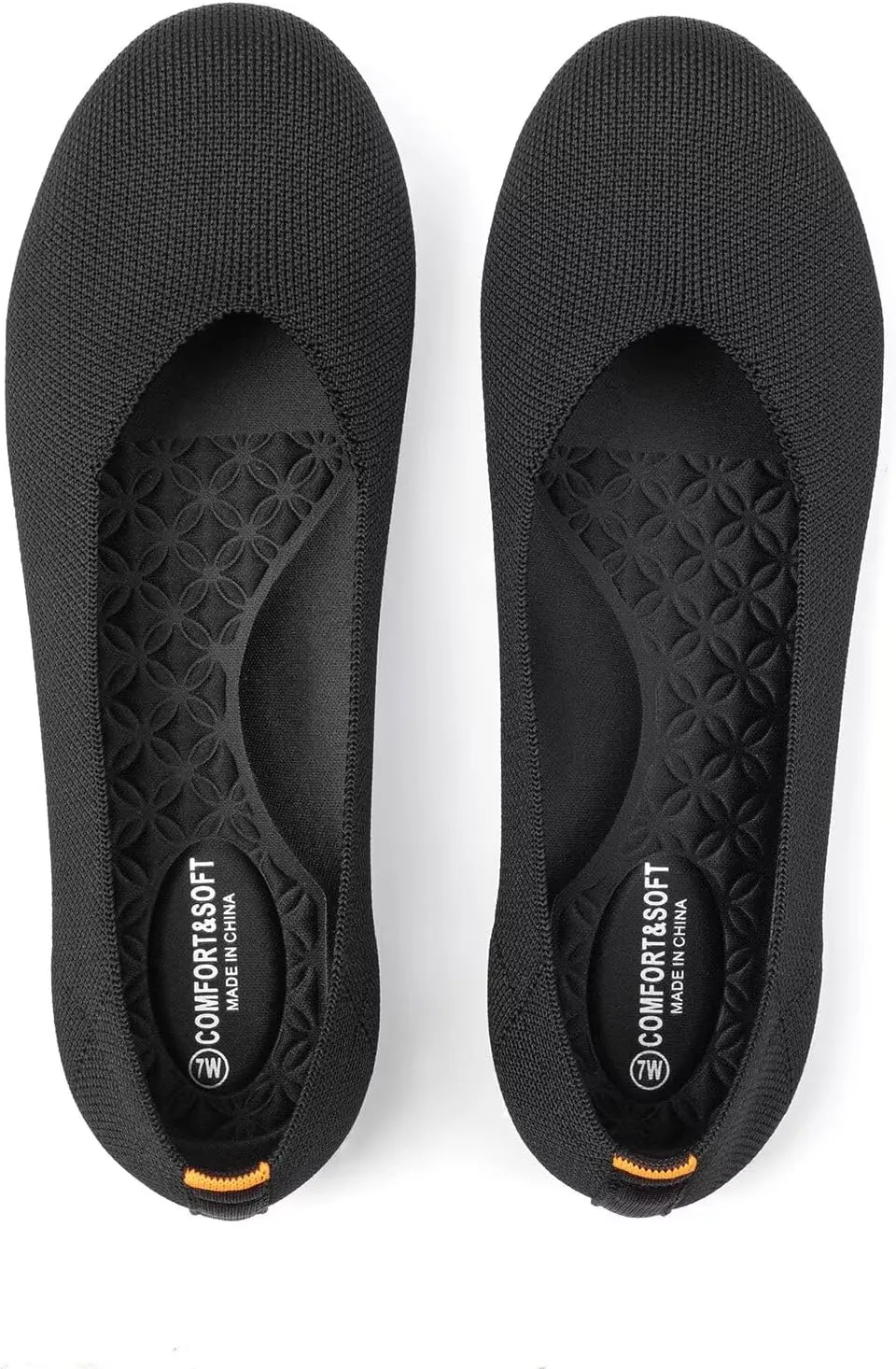 Frank Mully Women's Wide Width Flats Ballet Flats Round Toe Knit Flat Shoes with Arch Support Wide Toe Box