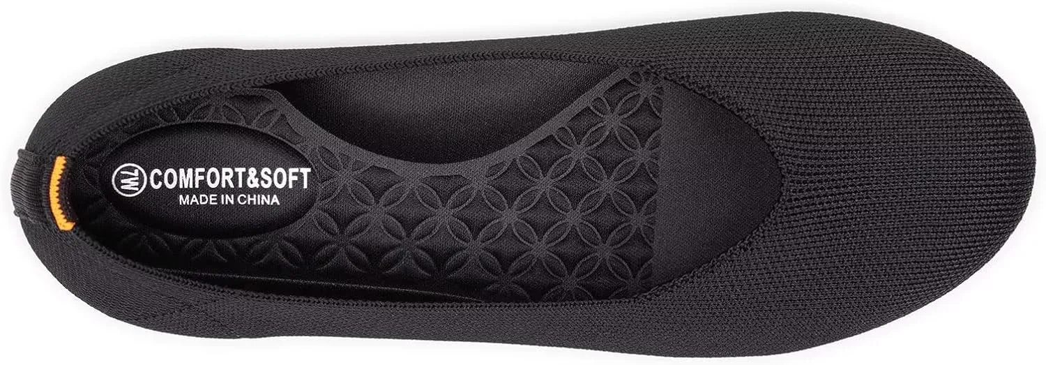 Frank Mully Women's Wide Width Flats Ballet Flats Round Toe Knit Flat Shoes with Arch Support Wide Toe Box