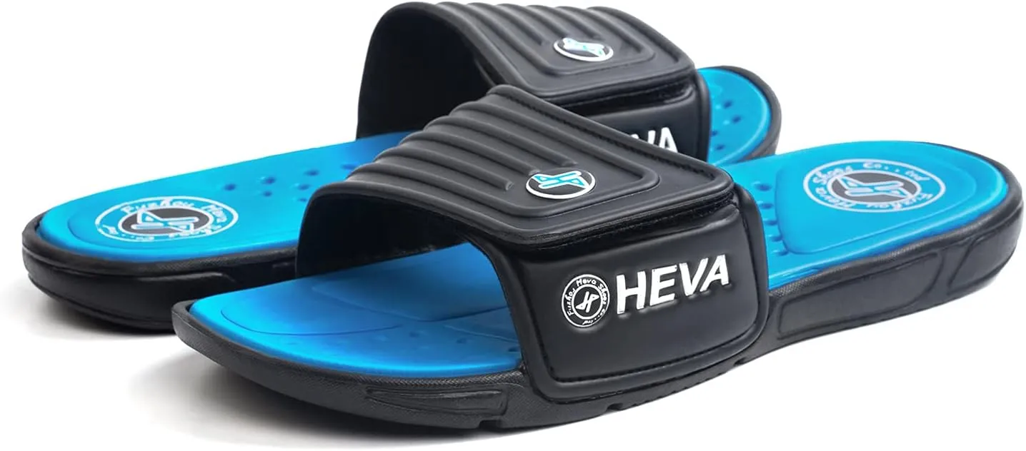 FUNKYMONKEY Men's Slide Sandals with Adjustable Upper and Comfort Quick-Dry Footbed Beach Shower Slippers