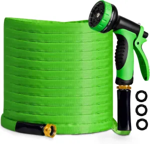Garden Hose 50 FT,Non-Expanding,10 Functional Nozzles, Garden Hose anti-kink,Heavy Duty Flexible Water Hose 50 FT,Suitable for Outdoor, Yard, Lawn, Car Washing and Other Scenes.