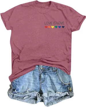Gay Pride Shirts Women Rainbow Graphic Tee Love Wins T Shirt LGBT Equality Shirts Casual Summer Short Sleeve Tops