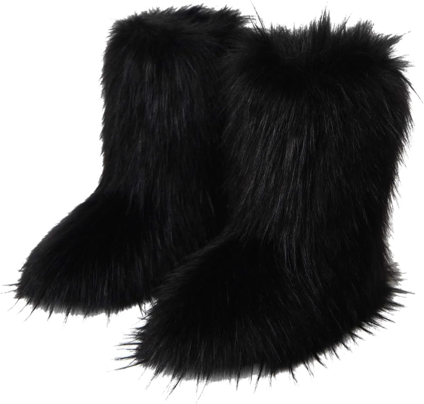 Gegefur Women's Faux fur Boot Furry Fluffy Short Snow Boot Mid-Calf Boots Warm Comfortable Outdoor Flat Shoes