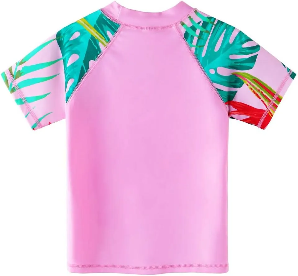 Girls Two Piece Swimsuit Floral UPF 50  Rash Guard Set Kids Beach Swimwear