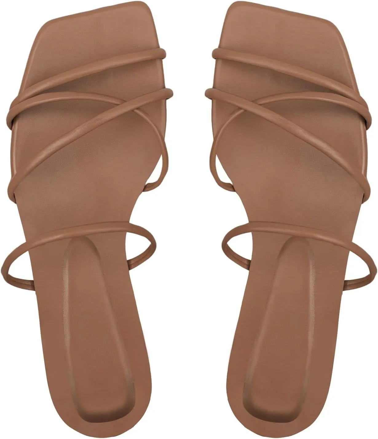 GORGLITTER Women's Strappy Flat Sandals Cute Dressy Open Toe Slip on Slide Sandals