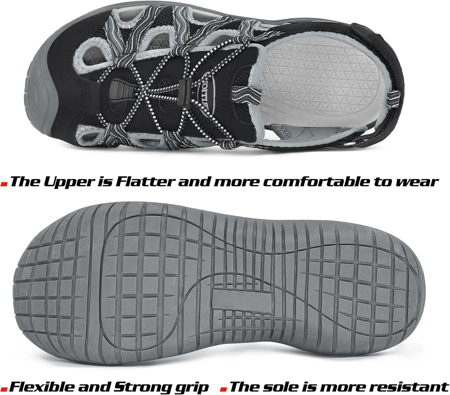 GRITION Hiking Sandals Women Closed Toe, Waterproof Lightweight Adjustable Hiking Athletic Sandals, Breathable For Beach Summer Adventure Comfortable Outdoor Sport