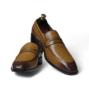 Handmade Penny Loafers, Leather Brown Loafers For Men's
