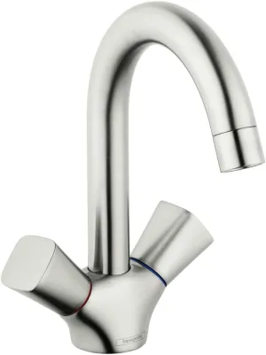 hansgrohe Logis Modern Low Flow Water Saving 2-Handle 1 9-inch Tall Bathroom Sink Faucet in Brushed Nickel, 71222821
