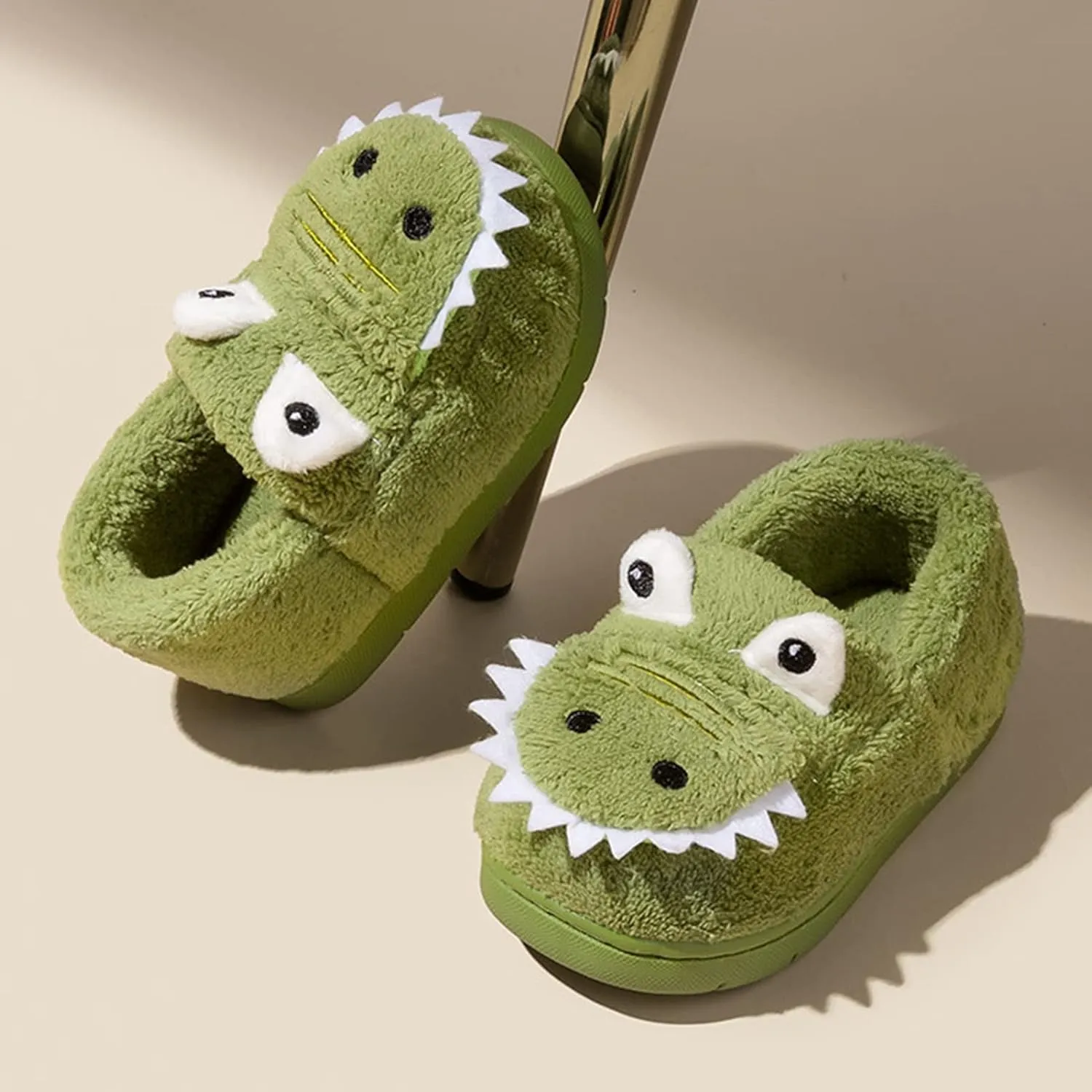 Happy Cherry Kids Cartoon Plush Slippers Boys Girls House Shoes Non-slip Winter Warm Shoes