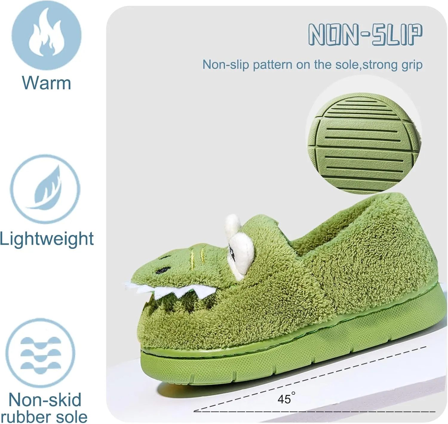 Happy Cherry Kids Cartoon Plush Slippers Boys Girls House Shoes Non-slip Winter Warm Shoes