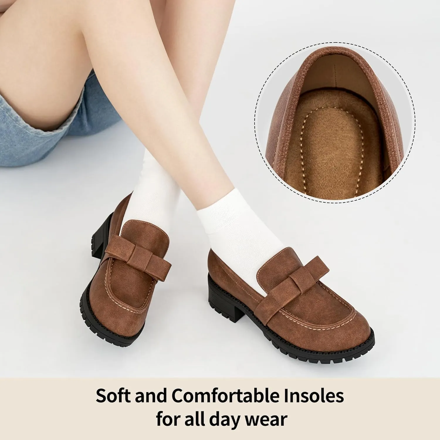 HARENCE Platform Loafers for Women Dressy: Casual Comfortable Slip On Chunky Loafer Walking Penny Work Business Office Shoes