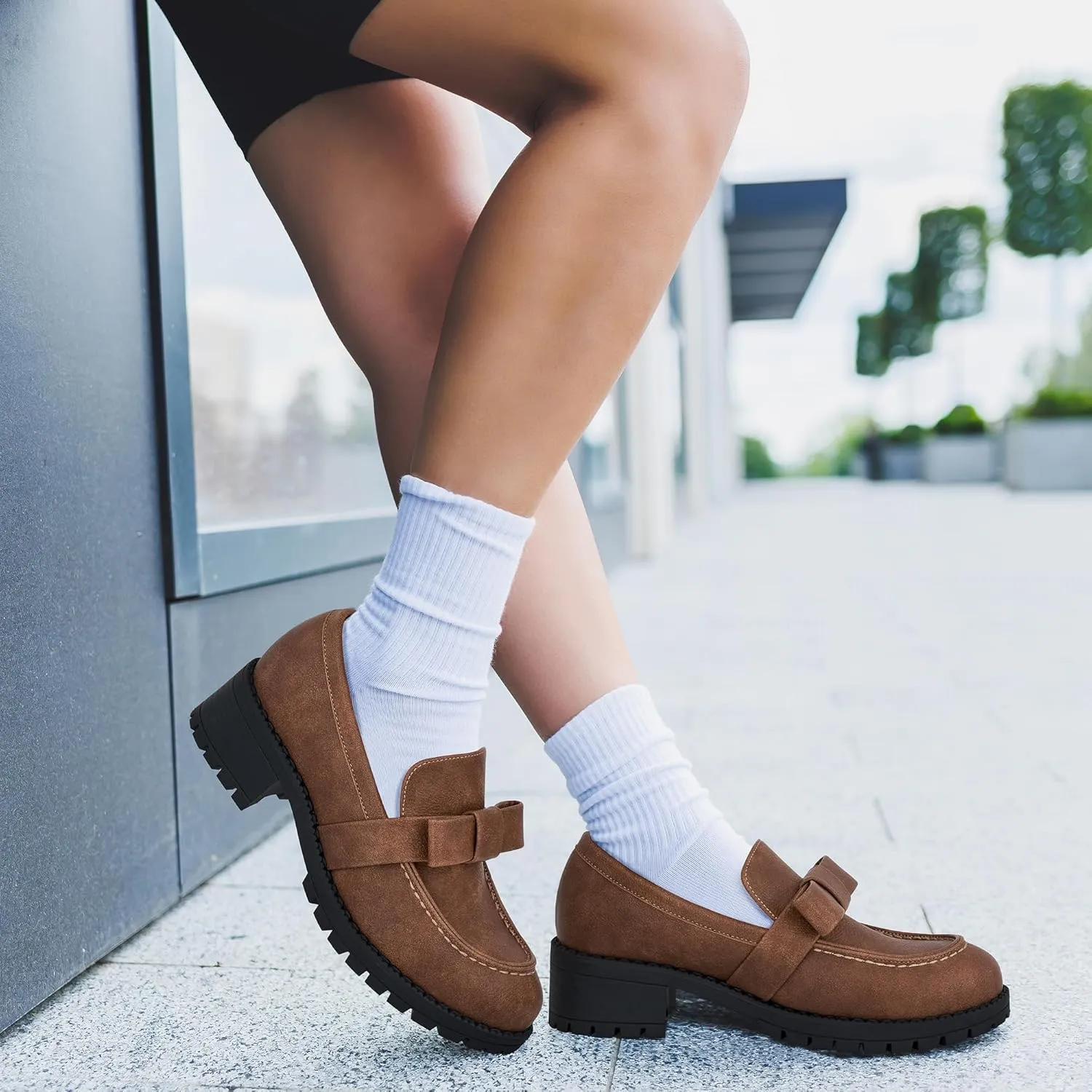 HARENCE Platform Loafers for Women Dressy: Casual Comfortable Slip On Chunky Loafer Walking Penny Work Business Office Shoes
