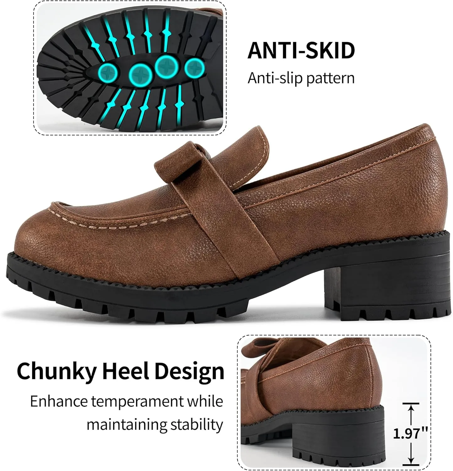 HARENCE Platform Loafers for Women Dressy: Casual Comfortable Slip On Chunky Loafer Walking Penny Work Business Office Shoes