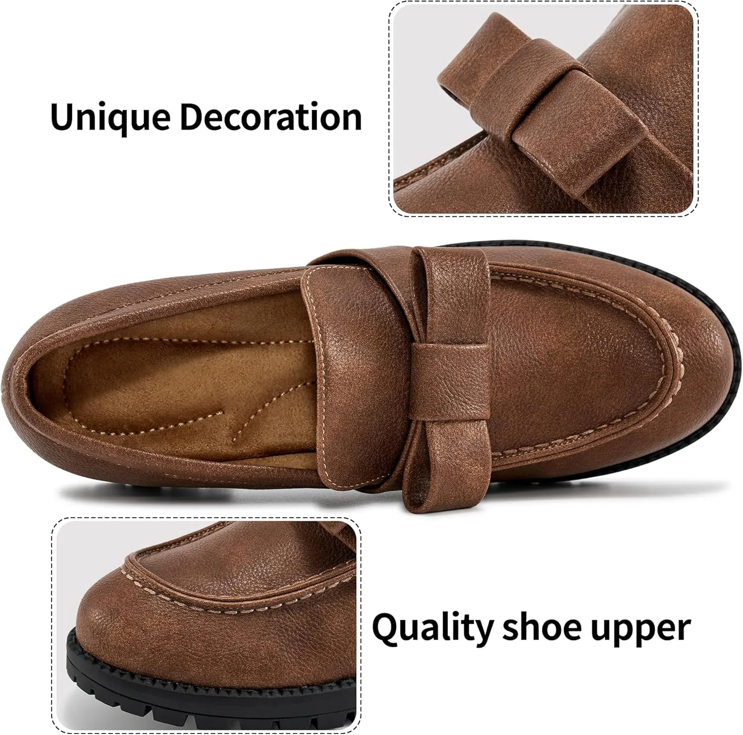 HARENCE Platform Loafers for Women Dressy: Casual Comfortable Slip On Chunky Loafer Walking Penny Work Business Office Shoes