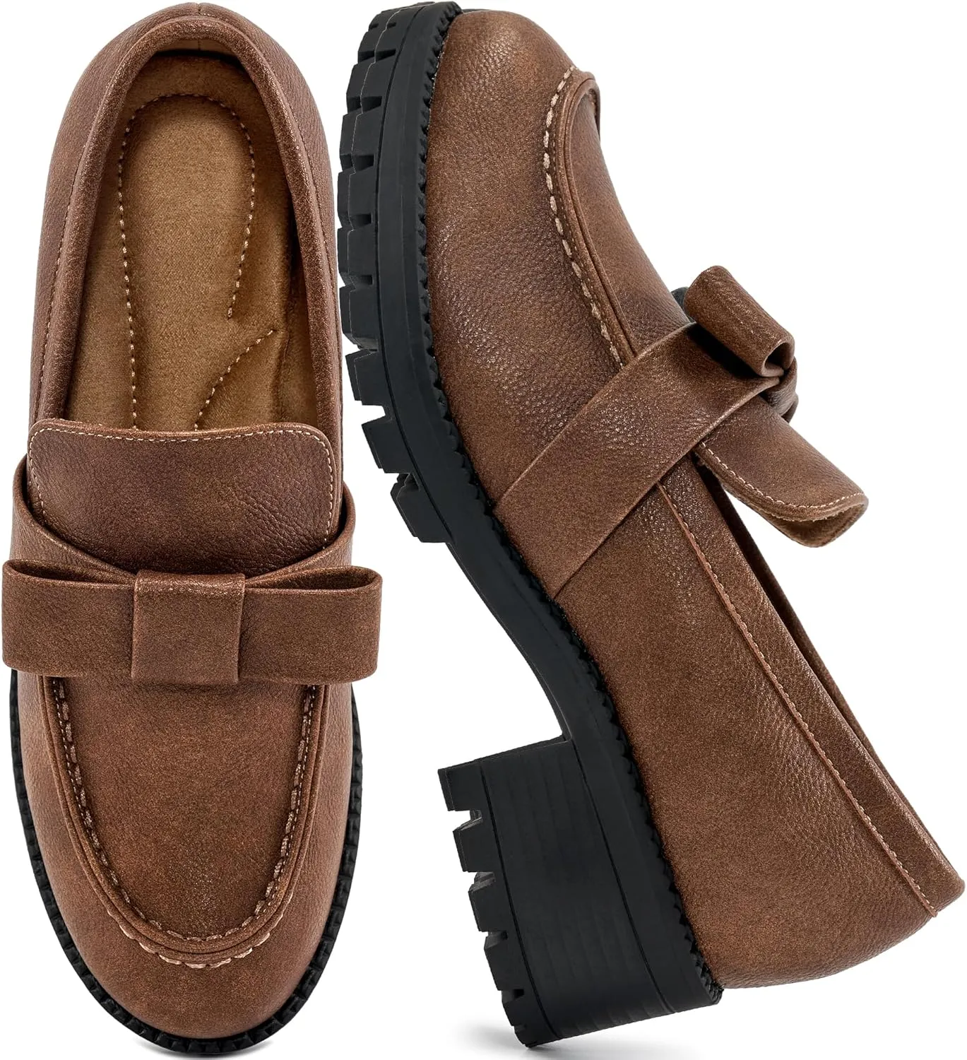 HARENCE Platform Loafers for Women Dressy: Casual Comfortable Slip On Chunky Loafer Walking Penny Work Business Office Shoes