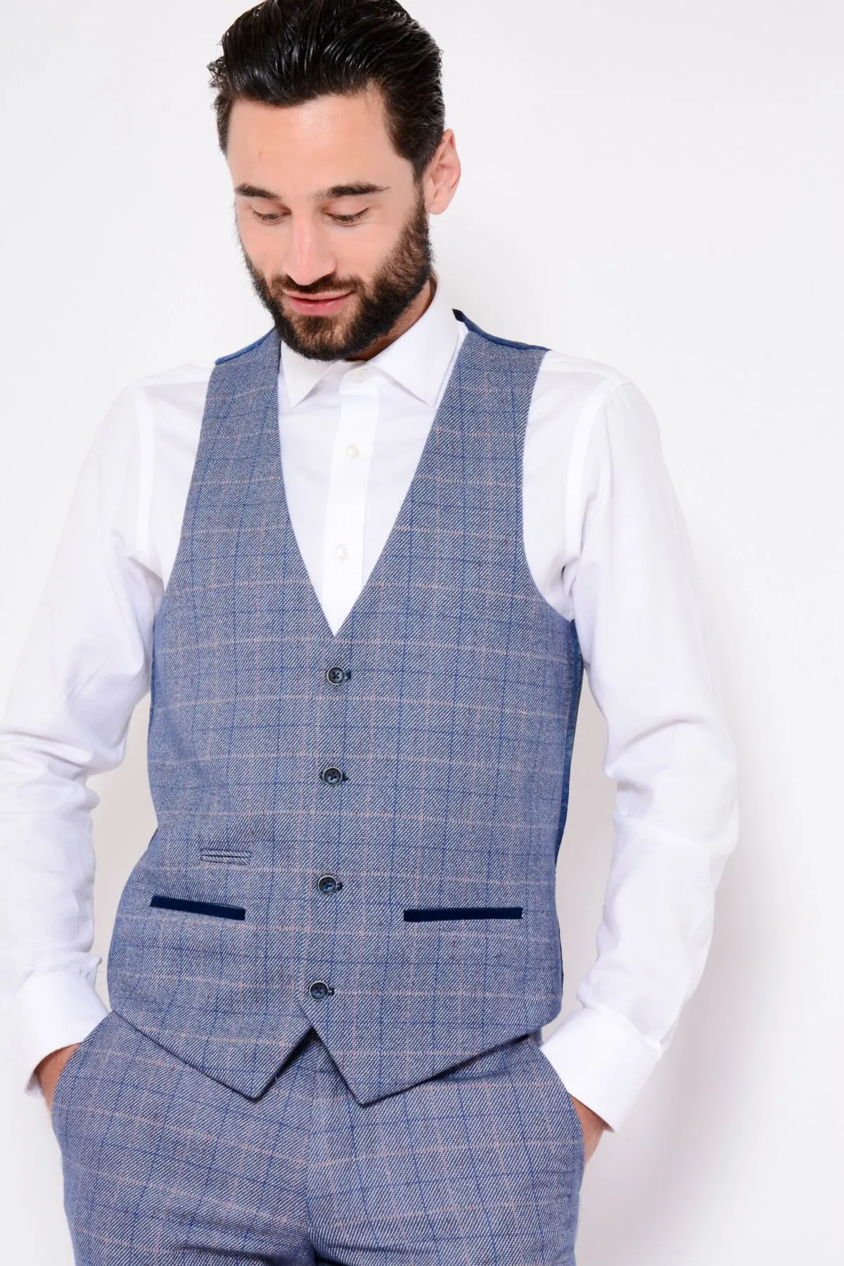 Harry Blue Tweed Waistcoat :-Tweed Waistcoat