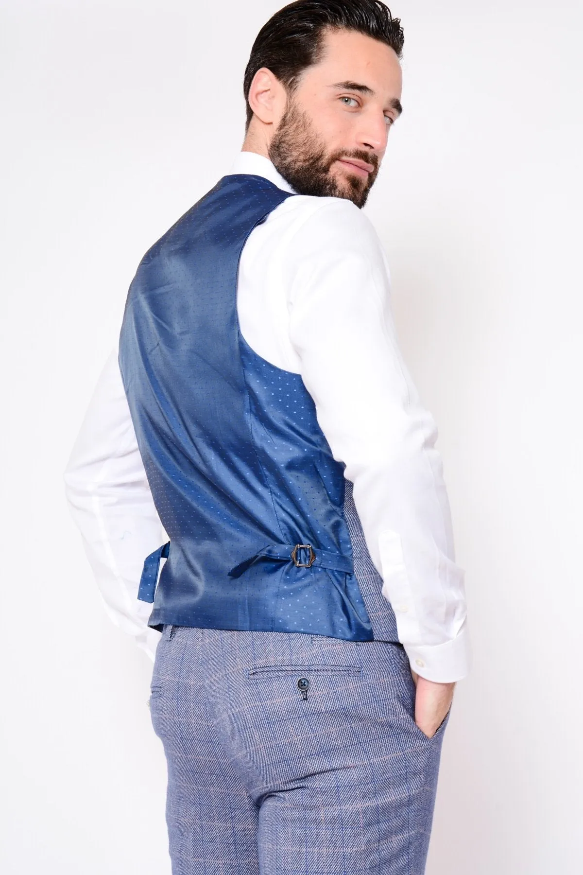 Harry Blue Tweed Waistcoat :-Tweed Waistcoat